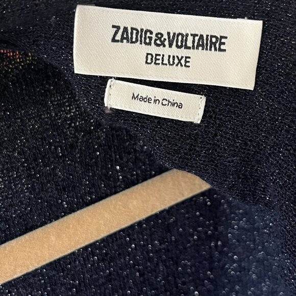 Zadig & Voltaire | Open Back & Round Neck Sweater, Metalic Navy, XS - Picture 4 of 6